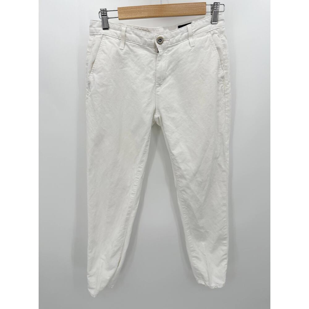 Adriano Goldschmied AG The Tristan Tailored Trouser White Linen Cotton Pants 24R